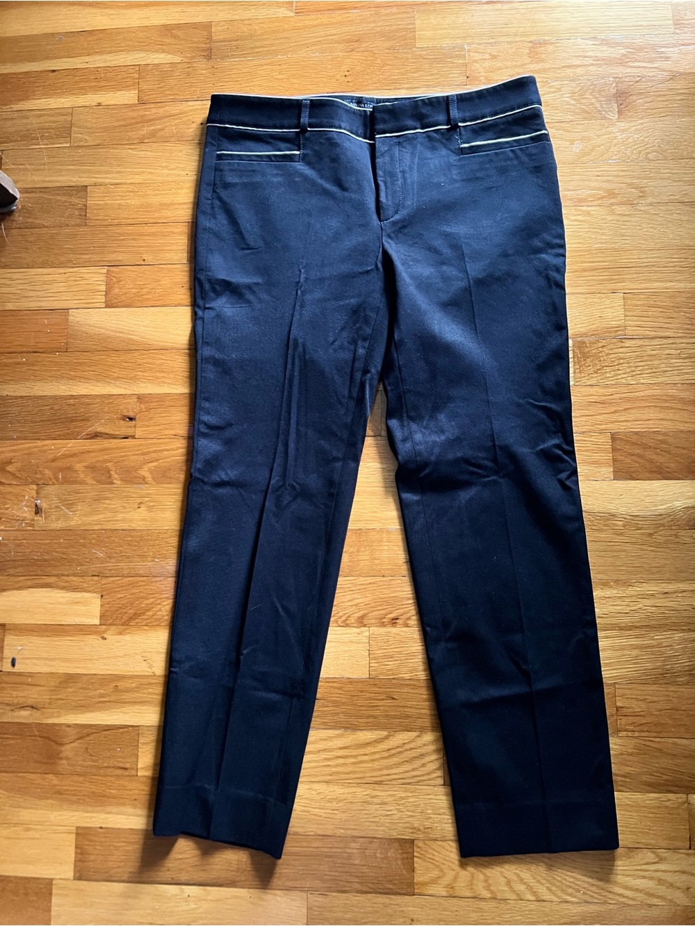 Banana Republic Black Sloan Dress Pants with Subtle White Trim - Size 8